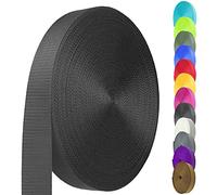 Sangle en Nylon Robuste de 2,5 cm et 3,8 cm, 9,1 m - Sangle en Nylon Durable pour équipement intérieur ou extérieur, Bricolage, réparation (Noir, 9,1 m)
