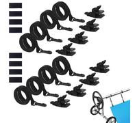 Sangle Enrouleur bache Piscine, Lot de 6/8 Sangles de Protection pour bâche de Piscine, Enrouleur de Piscine, Lot de 6/8 Bandes de Fixation et Pinces, Accessoires de Piscine (Lot de 8 pièces)