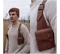 Sangle pour Hommes Caché sous Les Bras Sac à Bandoulière Rétro Réglable en Cuir PU Double Pochette à Bandoulière Sac à Aisselles Sac à Dos Steampunk Holster Portefeuille Anti, Brown
