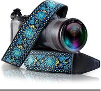 Sangle pour tous les appareils photo. Cadeau de Noël élégant brodé cou et bandoulière universels, motif unique, pour hommes et femmes photographes Canon, Nikon, Sony, et appareil photo numérique