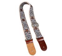 Sangle pour ukulélé, Bandoulière Réglable en Nylon et Cuir pour ukulélé, Sangles Brodées pour ukulélé avec un Casier de Sangle en Cuir, Convient à Toutes les Tailles de Ukulélés