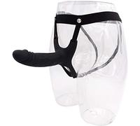 Sangle sur gode pleine Silicone à bretelles creux pénis Extender Strapon gode sangle en Silicone sur gode avec harnais Kit Sex Toy pour hommes(Small,Black)