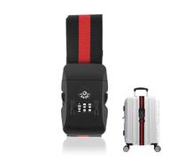 Sangle Valise Sangle De Voyage Baguettes Bandoulières Réglable Voyage Emballage Valise Sac Ceinture De Sécurité TSA Serrure à Combinaison pour Bagages Sécurité[Black+Red]