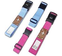 Sangle Valise Sangles à Bagage, Suweir Lot de 4 Sangle Valise Voyage avec Code - pour Fermer en Toute sécurité Les valises Lors de Vos déplacements et pour marquer Les Bagages (Bleu Rose)