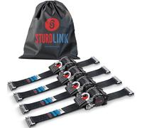 Sangles a Cliquet Automatique 3m 50mm pour Rail d'Arrimage Universel LC 750daN, 1500daN en U | Arrimage à Enrouleur Automatique de Sangle | pour Utilitaire Fourgon Camion Remorque avec Rails | Lot x4