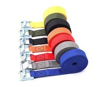 Sangles à cliquet robustes, Sangles d'arrimage à cliquet multicolores 25 mm x 5 mètres paquet de 2(Red)