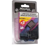 Master Lock 3110EURDATCOL Sangle d'arrimage avec boucle à griffes, Couleur Aléatoire, 2,50m x 25mm Sangle, Pack de 2