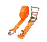 Sangles d'arrimage à cliquet 25 mm x 1 m avec crochet en J - Sangle d'arrimage à cliquet - Sangle de sécurité de roue pour voiture - Orange