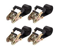 Sangles d'arrimage à cliquet sans Fin - Sangle Robuste en Nylon Noir - Sangles de sécurité à cliquet - Raccords à Ressort de Rail, d'arrimage pour Motos, chargements de remorque, Kayak