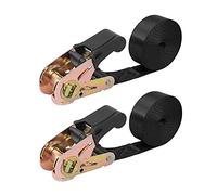 Sangles d'arrimage à cliquet sans Fin - Sangle Robuste en Nylon Noir - Sangles de sécurité à cliquet - Raccords à Ressort de Rail, d'arrimage pour Motos, chargements de remorque, Kayak