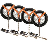 Sangles d'arrimage de voiture-Pour remorque de voiture - Transporteur Sangle d'arrimage à cliquet noire avec ancres à chaîne