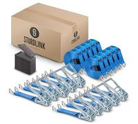 Sangles d'Arrimage Poids Lourd 50mm 9M avec Crochets LC 5000kg en U, STF 350daN | Lot x10 + 20 Protections | Sangles à Cliquet pour Camion, Poids Lourd, Transporteurs, Remorques | EN12195-2 Sturdlink®