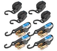 Sangles d'Arrimage Poids Lourd STAHLWERK ZG-800 ST, Lot de 4, 4,57 m, Charge de Rupture 680 kg, avec Cliquet + Crochet