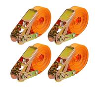 Sangles d'arrimage Relaxdays, 4 pièces, 6 m, 500 kg, sécurisation chargement voiture, remorque, indéchirables, orange