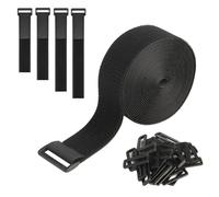 Sangles de câble réglables avec boucles, 5 cm x 6 m, sangles auto-agrippantes robustes, réutilisables, en nylon noir, avec 30 boucles, sangles de rangement ccâble, pour fixer des fils, câbles, tubes