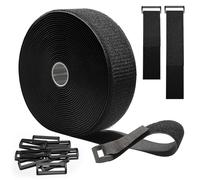 Sangles de Câble Réglables de 10m x 5cm avec 10 boucles, Attache Câble Scratch Serre Cable Bande Sangle Réutilisable Câble Management Facile à Couper pour Ranger et Organiser Câbles, Noir
