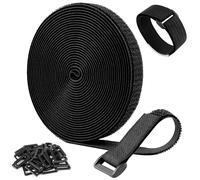 Sangles de Câble Réglables de 5m x 2cm avec 30 boucles, Attache Câble Scratch Serre Cable Bande Sangle Réutilisable Câble Management Facile à Couper pour Ranger et Organiser Câbles, Noir