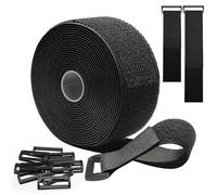 Sangles de Câble Réglables de 5m x 5cm avec 10 boucles, Attache Câble Scratch Serre Cable Bande Sangle Réutilisable Câble Management Facile à Couper pour Ranger et Organiser Câbles, Noir