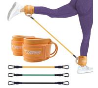 Sangles de cheville avec poignets, bandes de cheville pour l'entraînement, bande de résistance de cheville pour jambes, équipement d'entraînement pour fessier et entraînement de fitness (rose avec 3