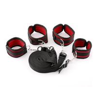 Sangles de contention réglables pour le yoga, lot de 4 avec poignets noirs et rouges