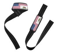 Sangles de levage antidérapantes pour haltérophilie, gym, soulevé de terre, entraînement Motif drapeau des États-Unis et de la Californie 66 cm