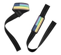 Sangles de levage avec drapeau des États-Unis - Arc-en-ciel grec - 66 cm - Antidérapantes - Pour haltérophilie, musculation, musculation