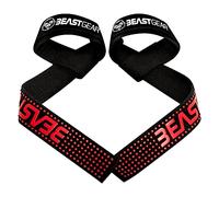 Sangles de Levage de Musculation/Halérophilie Beast Gear - Bandes Straps Rembourrées Support de Poignet Professionnelles avec Grips en Gel Flex