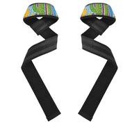 Sangles de poignet antidérapantes pour haltérophilie, bodybuilding, musculation et musculation - Couleur vive - Motif cactus des années 80 - 66 cm