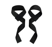 Sangles de Soulevé de Terre Polyester Coton 4x62cm Paire | Couple de sangles noires 4x62cm en polyester coton pour haltérophilie et des mains