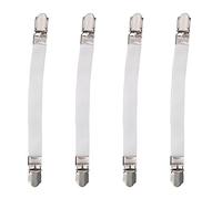 Sangles élastiques Croisées pour Drap de Lit, 4 Pièces, Clips à Double Tête, Attaches de Support de Pince, Bretelles pour Garder les Draps en Place Toute la Nuit (WHITE)