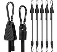 Sangles élastiques réglables avec crochets, lot de 6 - Sangles élastiques robustes avec mousqueton pour extérieur, noires - Sangles élastiques super flexibles facilement réglables de 18 cm à 61 cm