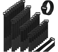Sangles Scratch 40 PCS, Attache Cable Noir 2 cm x 40 cm/30 cm/20 cm/15 cm (Chaque 10 PCS), bande Velcr Réutilisable Serre Cable Aut