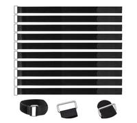 Sangles Scratch Velcr 50cm,Lot de 10 Sangles Scratch Velcr 50cm Réutilisables - Attaches Câble en Nylon Noir - Boucle en Métal Flexible - Serre Cable Auto-agrippant pour Gestion de Câbles et Fixation
