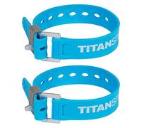 Sangles utilitaires Titan - Lot de sangles de sécurité pour sécuriser les fentes, vélos de cargaison, tuyaux d'arrosage, projets de travail du bois - 27,2 kg. Charge de travail : 14" Length / 2-Pack Fluoro Blue