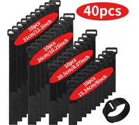 Sangles velcro noires réutilisables en nylon fermeture crochets et boucles attaches pour câbles ajustables fixation de fils sangles serrantes organiseur de câbles maintient les fils bien rangés évite