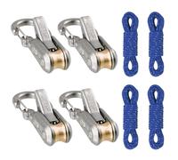 Sangleur à rouleau CRGANGZY avec verrouillage à came, tendeur robuste pour cordages extérieurs, outil de serrage pour paracorde et amarres, idéal pour camping, randonnée (4 tendeurs à fil, 4 cordages)