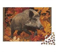 Sanglier Automne Paquet 1000 Pièces Carton Recy aune Nature Puzzle, Entraînement Concentration, Cadeau Personnalisé Famille & Décor Mural 52x38cm/1000pcs