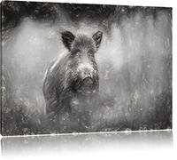 sanglier solitaire dans la forêt Format: 100x70 sur toile, énorme XXL Photos complètement encadrée avec civière, art impression sur murale avec cadre, moins cher que la peinture ou la peinture à l'huile, aucune affiche ou un poster