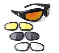 SANGOGO Lunettes d'équitation pour moto avec cadre de lunettes rembourrées avec kit de 4 lentilles pour activités de plein air sport