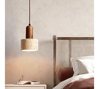 SANGPAO 447867 Lampe à suspension Min en marbre doré Pierre naturelle Maison de campagne Lampe à suspension rustique Îlot de cuisine Mini plafonnier en bois de noyer Petit lustre bohème côtier pour re