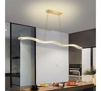 SANGPAO Décoration de la maison Lampe de table de billard Lampe à suspension linéaire LED Lustre d'îlot de cuisine à intensité variable Or Minimalisme Lampe à suspension de plafond à vagues modernes p