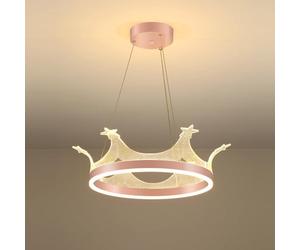SANGPAO Décoration de la maison moderne lustre rose pour chambre de filles couronne ombre fille princesse dimmable LED lustre suspendu plafond rond nordique suspension pour enfants chambre salle à man