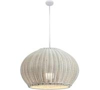 SANGPAO Lampe suspendue en rotin tissé à la main, style nordique blanc, style bohème, marron foncé, lustre d'entrepôt en bambou, luminaire de ferme, panier en osier, lampe suspendue pour cuisine, îlot