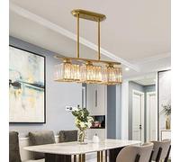 SANGPAO Lustres Nordiques Longs et linéaires en Cristal doré pour Salle à Manger, entrepôt, carrés, Lampes suspendues en Cristal Noir, Lustre de Plafond rectangulaire pour Cuisine, îlot de Salon