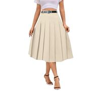 SANGTREE Jupe longue plissée taille haute pour femme, fille, uniforme scolaire, cosplay, beige, Taille S