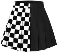 SANGTREE Jupe patineuse plissée pour petite fille, Carreaux noirs et blancs, Taille 3XL