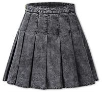 SANGTREE Jupe plissée pour filles et femmes, jupe uniforme à taille élastique, grande taille, 2 ans - US 4XL, A# Denim noir, Taille 3XL