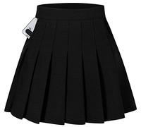 SANGTREE Jupe plissée pour filles et femmes, taille élastique, 2 ans - US 4XL, A# Uni - Noir avec 2 poches, Taille L