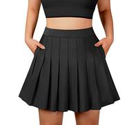 SANGTREE Jupe-short de tennis plissée à séchage rapide pour filles et femmes, taille haute, pour course à pied, golf, athlétique avec poches courtes, noir, Taille 4XL