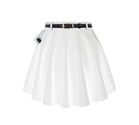 SANGTREE Mini jupe patineuse évasée basique confortable taille haute extensible avec short, blanc, taille S, 1# Blanc, Taille XS